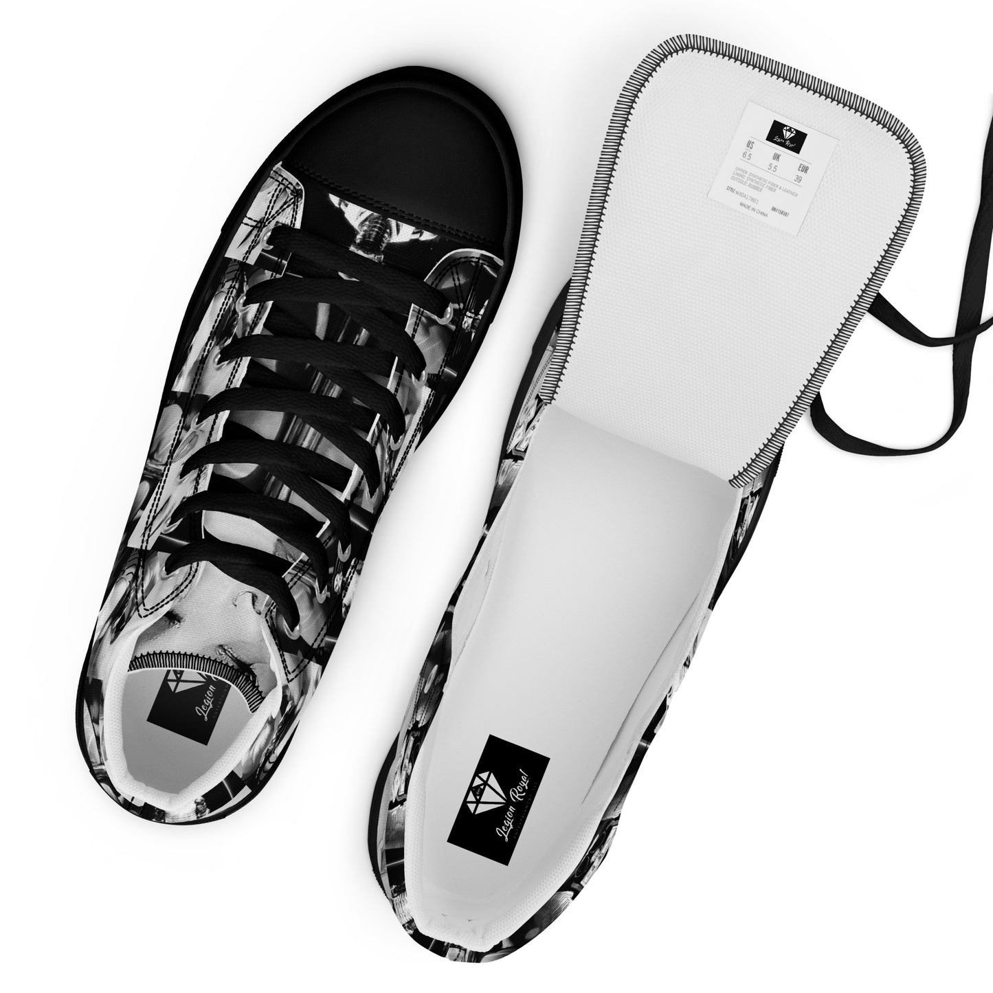 All Over LRE Black & White Vintage Men’s high top shoes