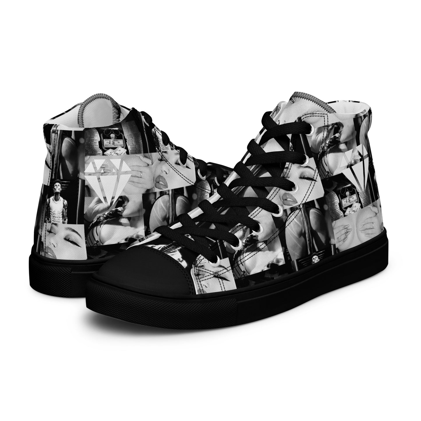All Over LRE Black & White Vintage Men’s high top shoes