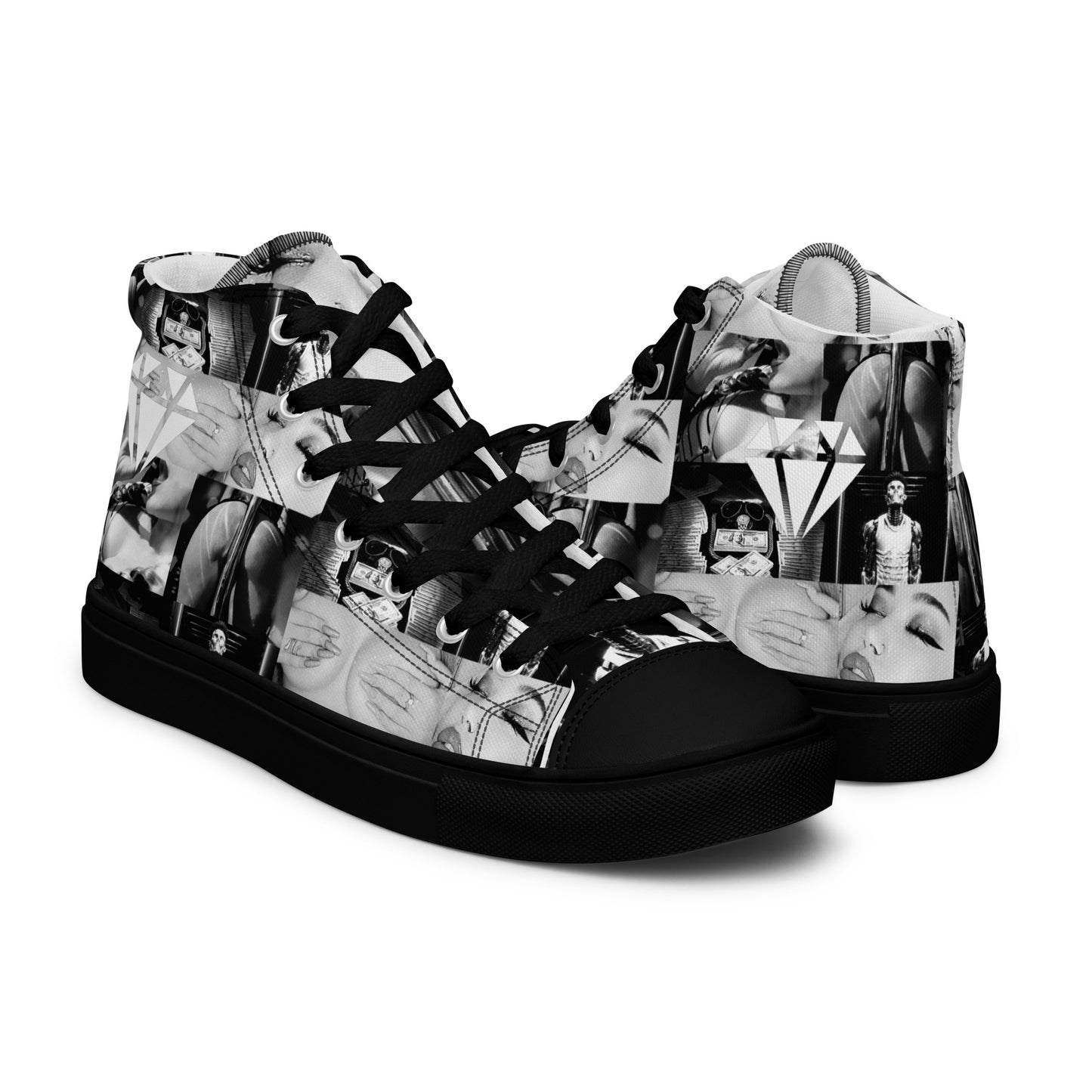 All Over LRE Black & White Vintage Men’s high top shoes